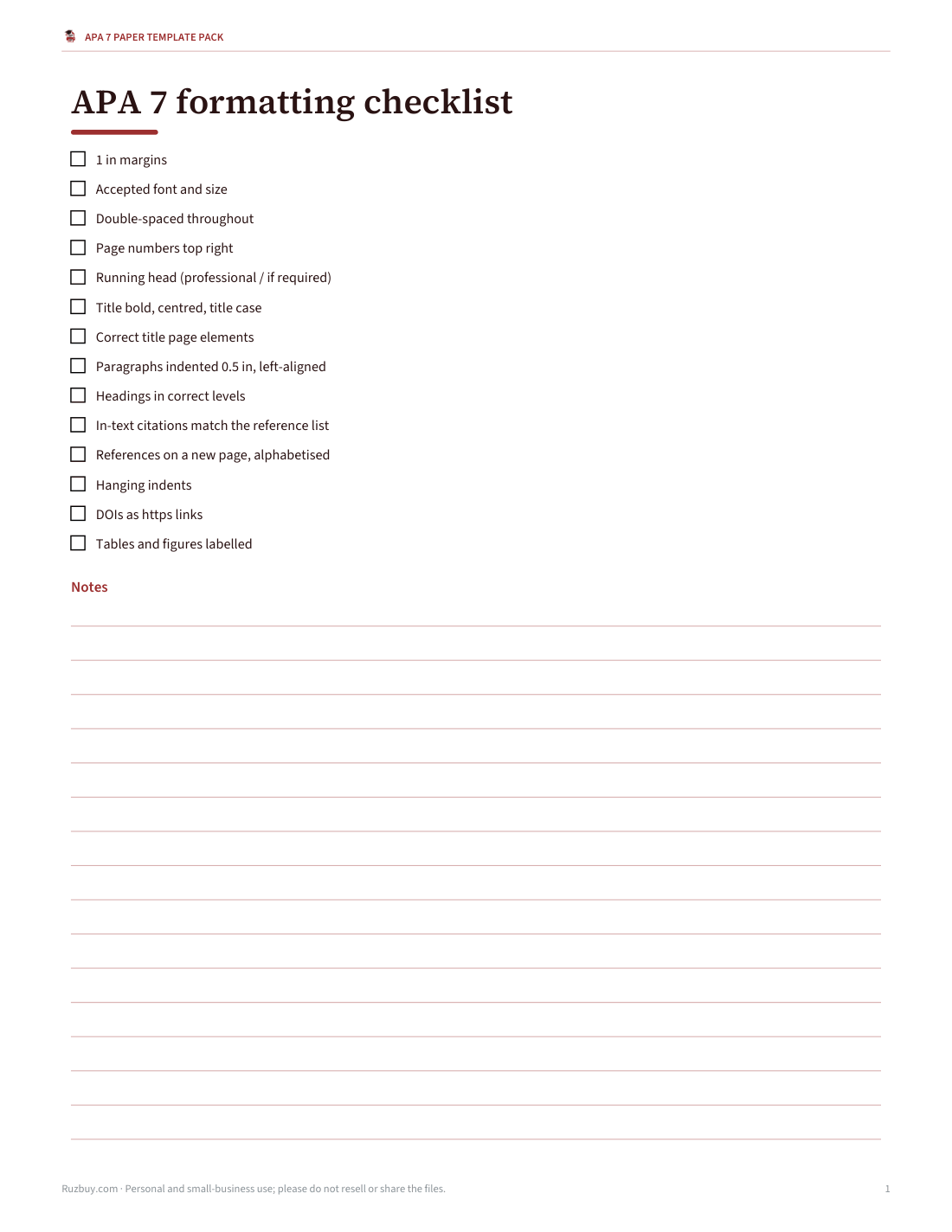 Preview of the first page of Formatting checklist (PDF/DOCX)