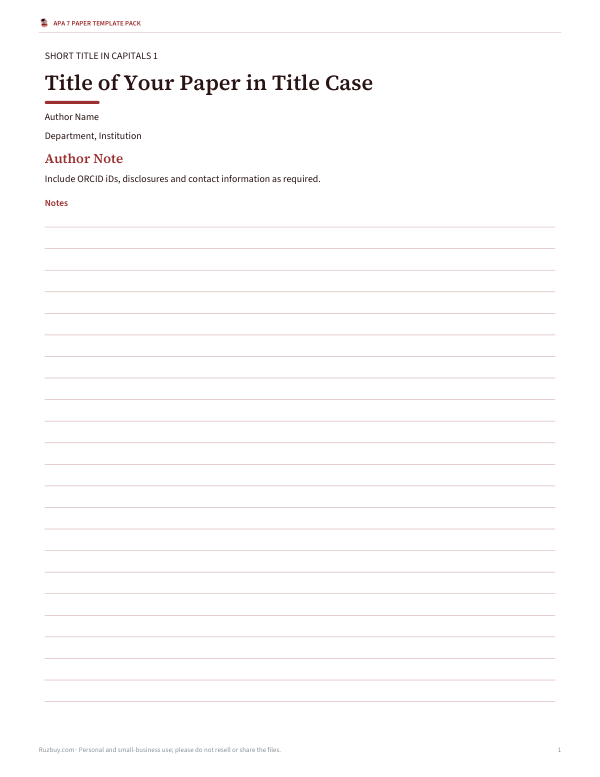 Preview of Printable APA 7 Paper Template